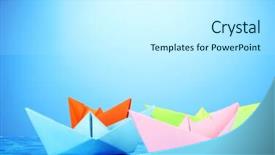 Presentation with purple water color - Theme enhanced with paper ships of different colors background and a white colored foreground