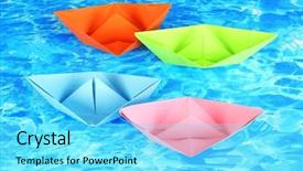  Presentation with water - Presentation theme featuring paper ships of different colors background and a  colored foreground
