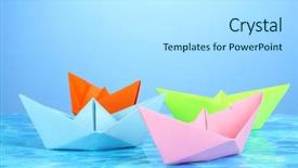  Presentation with water - Slide set consisting of paper ships of different colors background and a white colored foreground