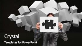  Presentation with website building 3d crossword puzzle cubes - Slides consisting of jigsaw puzzles and white cube background and a dark gray colored foreground