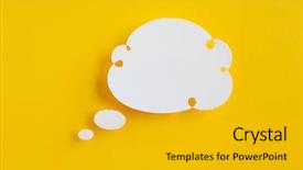  Presentation with thought - Audience pleasing presentation theme consisting of paper speech bubble on yellow backdrop and a gold colored foreground