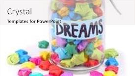  Presentation with dreams - Presentation design having acrylic paints and colored brushes on an authentic background of hand made with copyspace background and a light gray colored foreground.