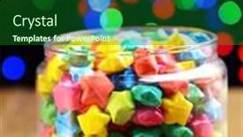  Presentation with dreams - Audience pleasing PPT theme consisting of paper stars with dreams on table on dark background backdrop and a forest green colored foreground