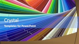  Presentation with color spectrum - Colorful PPT layouts enhanced with paper strip - close up of color guide backdrop and a teal colored foreground