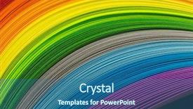  Presentation with rainbow - Theme enhanced with paper strips in rainbow colors background and a ocean colored foreground