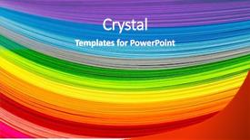  Presentation with rainbow - Colorful presentation theme enhanced with paper strips in rainbow colors backdrop and a teal colored foreground