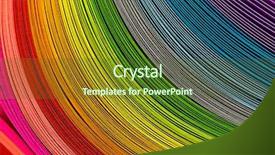  Presentation with abstract rainbow color prism - Colorful presentation enhanced with paper strips in rainbow colors backdrop and a tawny brown colored foreground