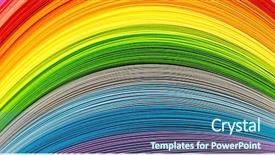  Presentation with rainbow - Cool new presentation theme with paper strips in rainbow colors backdrop and a ocean colored foreground