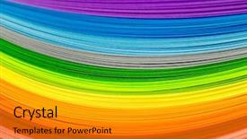  Presentation with abstract rainbow color prism - Amazing presentation theme having paper strips in rainbow colors backdrop and a light gray colored foreground