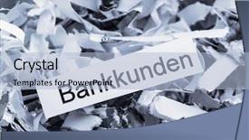  Presentation with bank - Presentation theme having security alignment - shredded paper tagged with bank background and a light blue colored foreground