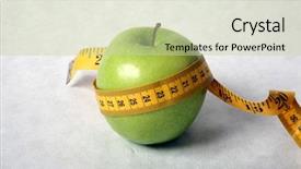  Presentation with green watercolor paper texture - Presentation theme enhanced with paper tape measure represents healthy background and a soft green colored foreground