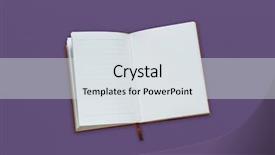  Presentation with brochure design - Colorful presentation theme enhanced with paper textbook spread with bookmark backdrop and a light gray colored foreground