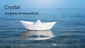  Presentation with deep blue - Audience pleasing PPT layouts consisting of paper toy ship and deep backdrop and a light blue colored foreground