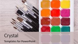  Presentation with paint art - Cool new theme with paper watercolors paint brush backdrop and a light gray colored foreground