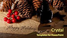  Presentation with old paper pen - Slide deck with paper with a nib pen background and a tawny brown colored foreground