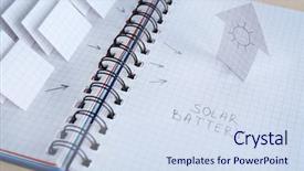  Presentation with notebook paper - Cool new PPT theme with paper with building and solar backdrop and a sky blue colored foreground