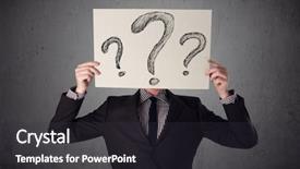 Presentation with question marks - Beautiful PPT theme featuring paper with drawed question mark backdrop and a dark gray colored foreground