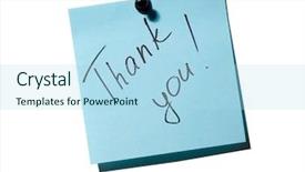  Presentation with thank - Colorful slides enhanced with paper with inscription thank you backdrop and a light blue colored foreground