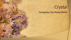  Presentation with yellow beige light brown travertine - Beautiful theme featuring paper with light violet flower backdrop and a yellow colored foreground