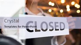  Presentation with closed - Slide deck featuring paper-with-notice-closed-behind background and a light blue colored foreground