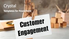 Presentation with engagement model - Amazing PPT theme having paper with text customer engagement backdrop and a violet colored foreground