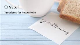  Presentation with sketch pad note book paper - Theme enhanced with paper with text good morning background and a light gray colored foreground