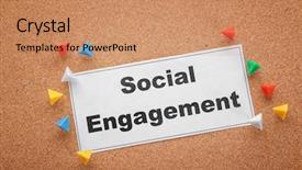  Presentation with text analytics stock exchange - Theme enhanced with paper with text social engagement background and a coral colored foreground