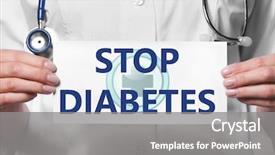 Presentation with diabetes - Colorful presentation design enhanced with paper with text stop diabetes backdrop and a gray colored foreground