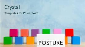  Presentation with posture - Cool new presentation theme with paper with word posture and colorful cubes on wooden table backdrop and a light blue colored foreground