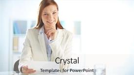  Presentation with black people workplace - PPT theme having paper work - young businesswoman sitting at workplace background and a  colored foreground