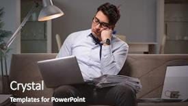  Presentation with late childhood - Colorful theme enhanced with paper works - businessman workaholic working late backdrop and a tawny brown colored foreground