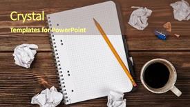  Presentation with creative - Slide set with paper works - creative block concept background and a tawny brown colored foreground