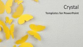  Presentation with yellow paper - Theme featuring paper yellow butterflies fly background and a light gray colored foreground