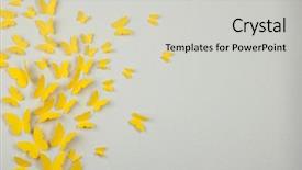 Presentation with yellow paper - PPT theme with ease - paper yellow butterflies fly background and a soft green colored foreground