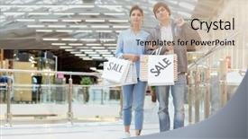  Presentation with modern trade - PPT layouts with paperbags visiting modern trade background and a mint green colored foreground