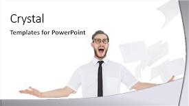  Presentation with flying - Cool new presentation with papers flying on white background backdrop and a white colored foreground