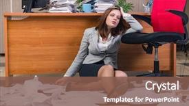  Presentation with stress and anxiety - PPT theme having paperwork - businesswoman under stress working background and a tawny brown colored foreground