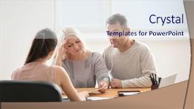  Presentation with notary - Audience pleasing PPT theme consisting of paperwork - mature couple at notary public backdrop and a sky blue colored foreground