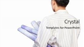  Presentation with civil engineer - PPT layouts featuring paperwork isolated on white background background and a  colored foreground