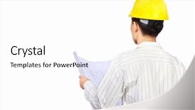  Presentation with civil engineer - Theme enhanced with paperwork isolated on white background background and a  colored foreground