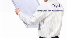  Presentation with civil engineer - Slide deck consisting of paperwork isolated on white background background and a  colored foreground