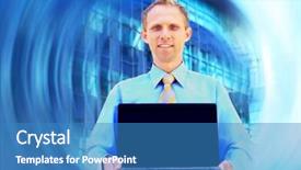  Presentation with blue and orange business - Theme consisting of papir - happiness businessman on blur business background and a  colored foreground