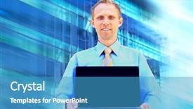  Presentation with happiness - Audience pleasing theme consisting of secretary - happy businesswoman sitting backdrop and a gray colored foreground