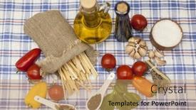  Presentation with creation - Amazing theme having pappardelle-italian-pasta-set backdrop and a coral colored foreground