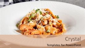  Presentation with tartan - Presentation theme enhanced with pappardelle-pasta-with-salmon background and a coral colored foreground