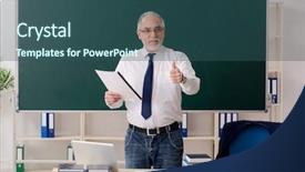  Presentation with aged papper - Presentation theme having papper scientific - aged male teacher in front background and a ocean colored foreground