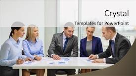  Presentation with team discussion - Presentation theme with graph papre - business and office concept background and a white colored foreground