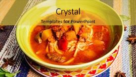  Presentation with beef meat soup stew - Presentation design enhanced with paprica - beef stew or soup background and a yellow colored foreground