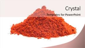  Presentation with powdered - Presentation having paprica - ground chili pepper powdered pepperoni background and a lemonade colored foreground
