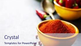  Presentation with peppers - Slide set with red chilly powder - paprika in a bowl background and a sky blue colored foreground
